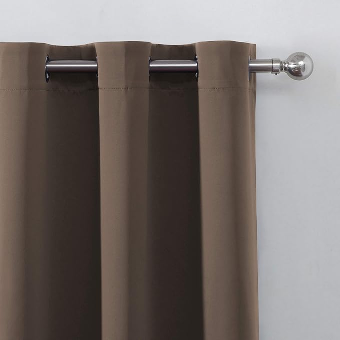 Chocolate Brown Blackout Curtains 38 x 54 Inch Length/Set of 2 Curtain - Image 7