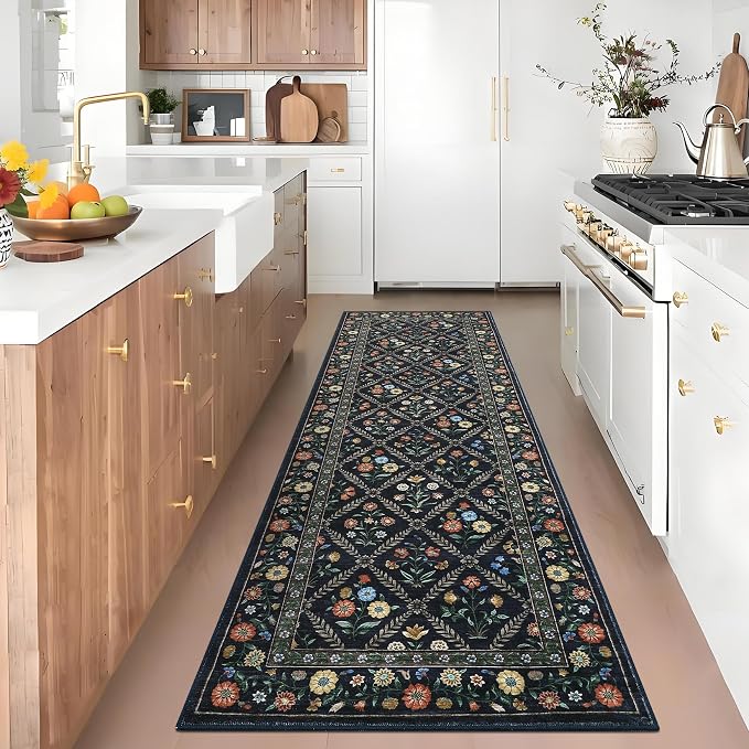 Washable Kitchen Rugs Non Slip 2x6 Hallway Runner Rug Stain Resistant Low Pile - Image 2