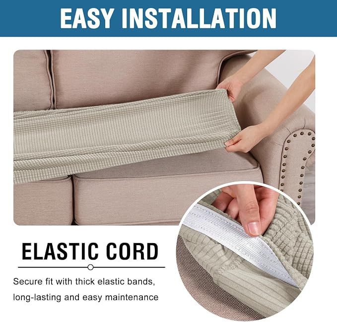 H.VERSAILTEX Super Stretch Individual Seat Cushion Covers Sofa Covers Couch - Image 5