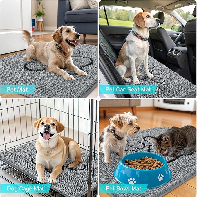 OLANLY Dog Door Mat for Muddy Paws 70x46, Paw Print Design, Absorbs Moisture - Image 7