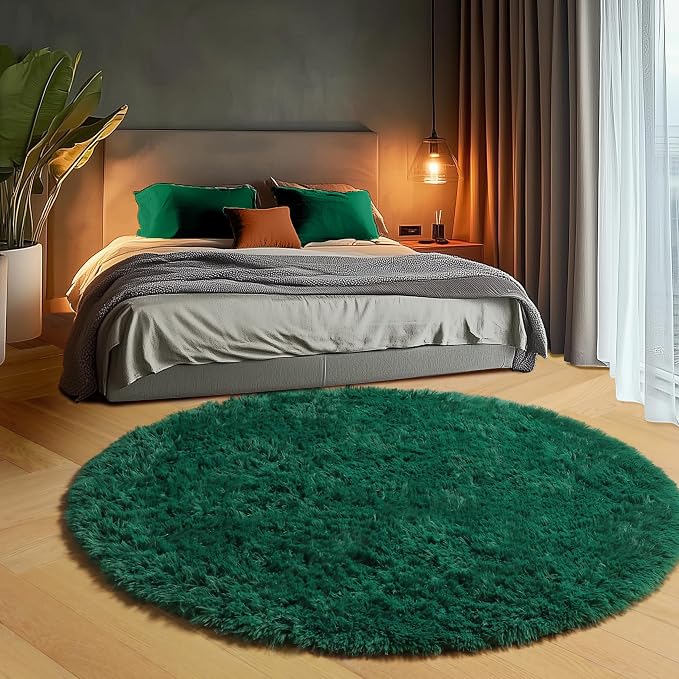 ONASAR Dark Green Round Area Rugs 6ft, Ultra Soft Bedroom Circle Rug - Image 5