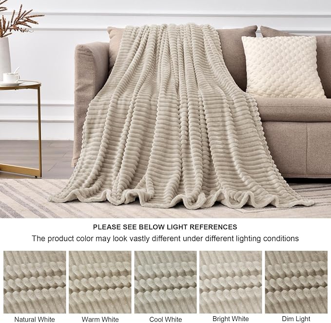BEDELITE Fleece Blanket Queen Size – 3D Ribbed Jacquard Soft and Warm - Image 5