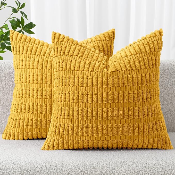 MIULEE Pack of 2 Corduroy Decorative Euro Sham Throw Pillow Covers 24x24 Inch by MIULEE
