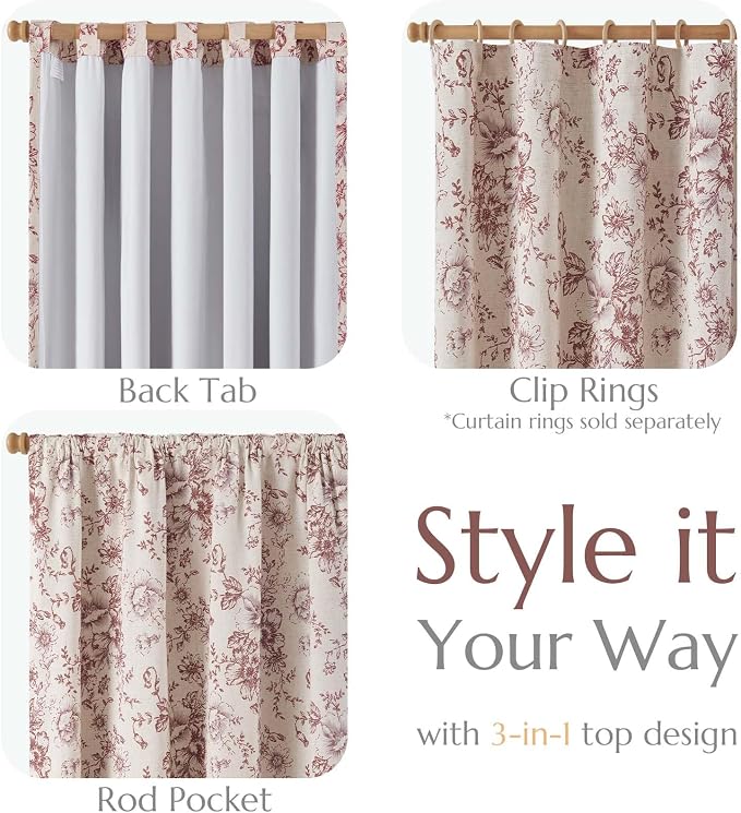 jinchan Blackout Floral Curtains - Image 4