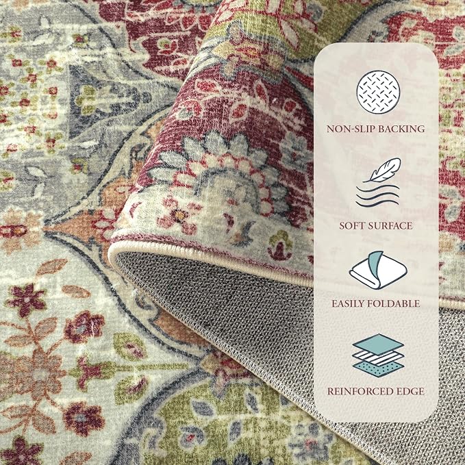 Lahome Moroccan Round Area Rugs, Washable Small Round Rug 3ft Non-Slip | - Image 7