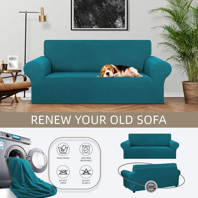 KEKUOU Stretch Loveseat Sofa Cover Slipcover, Couch Covers - Image 3