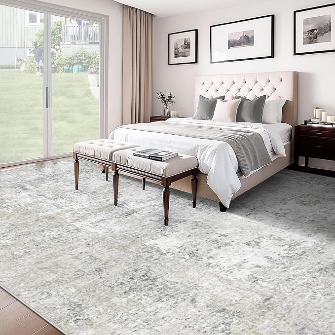 10x12 Area Rug for Living Room, Washable Modern Abstract Large Area Rug Neutral - Image 5