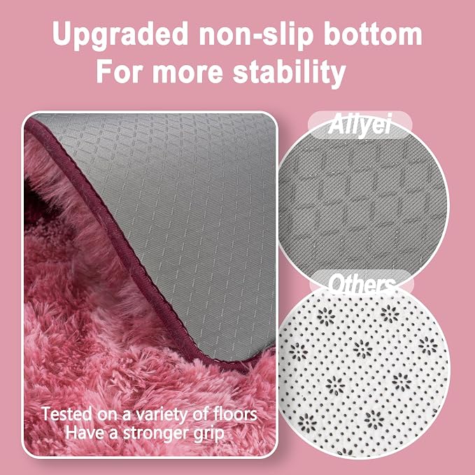 Soft Runner Rugs for Bedroom Hallways, 2x4 Tie-Dyed Blush Pink Fluffy Shag - Image 3