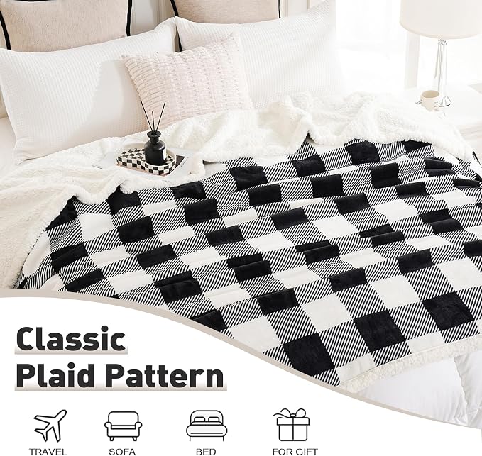 PU MEI Sherpa Fleece Throw Blanket 80" x 90" Reversible Plush Fluffy Large Big - Image 6