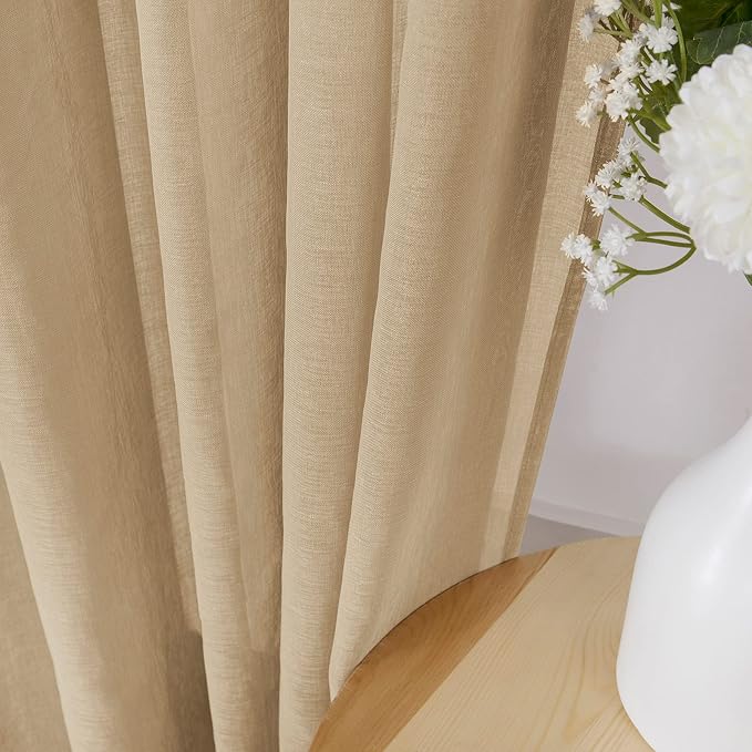 Tollpiz Short Sheer Curtains Linen Textured Living Room Curtain Sheers Light - Image 3