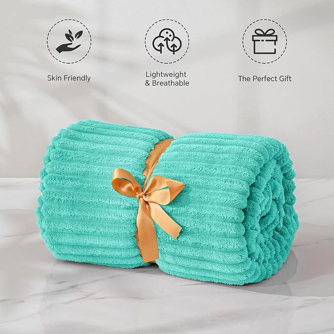 BEDELITE Fleece Blanket Twin Size – 3D Ribbed Jacquard Soft and Warm Decorative - Image 5