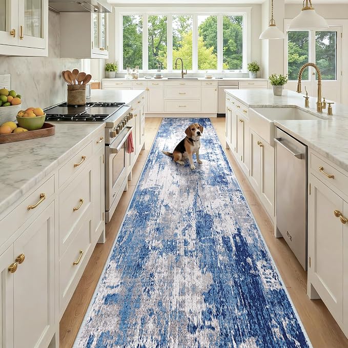 Washable Area Rugs 3x12 Non-Slip Modern Abstract Soft by RELEANY