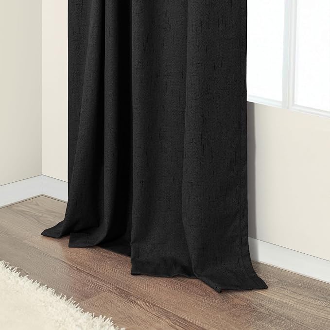 Pitalk Black Curtains for Bedroom 90 Inches Long Sound Proof Modern Window - Image 8