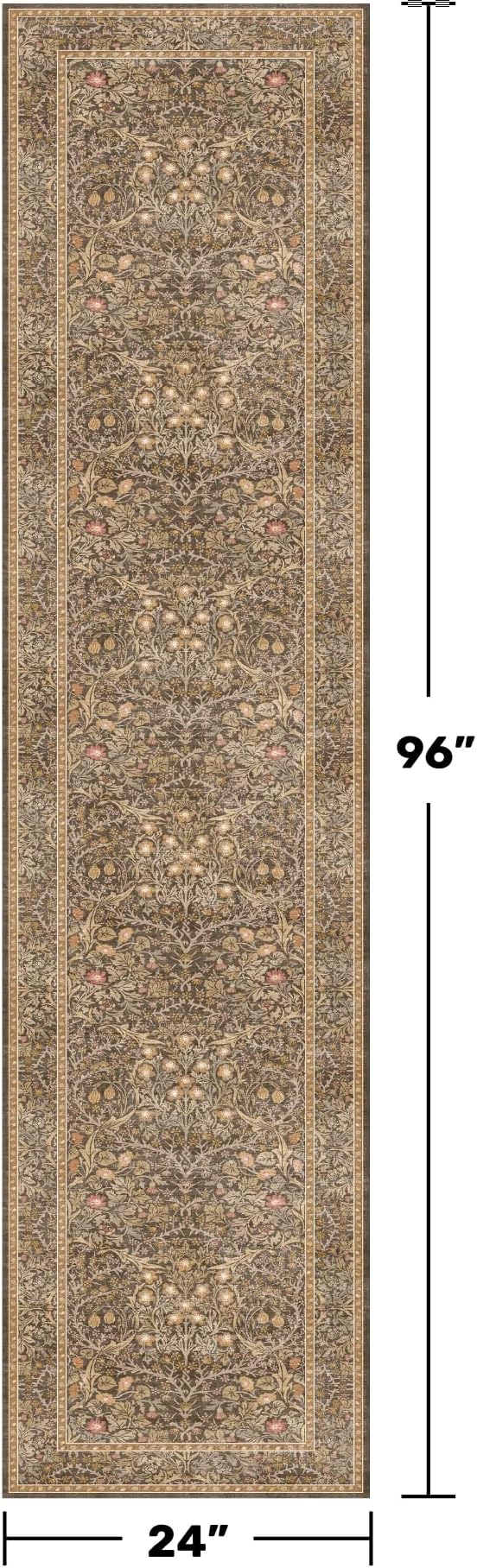 Non Slip 2x8 Gold Brown Long Runner Rug, Washable Runner Rug - Image 2