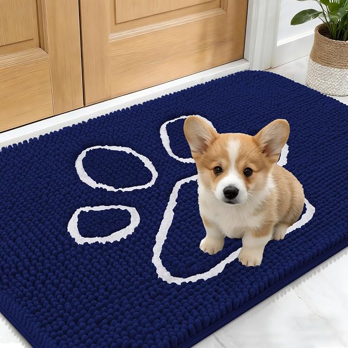 OLANLY Dog Door Mat for Muddy Paws 24x16, Paw Print Design, Absorbs Moisture by OLANLY