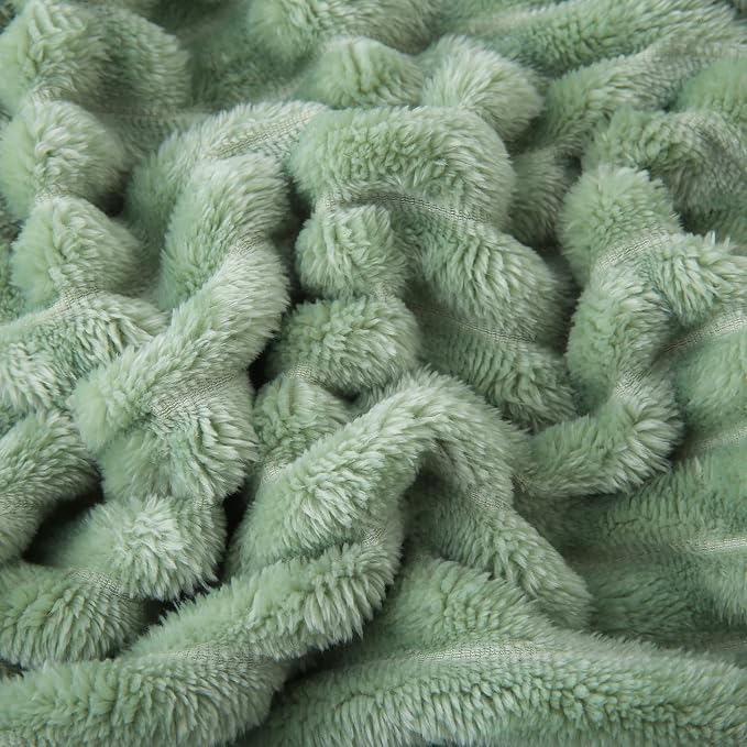 Sage Green Fleece Throw Blanket 90”×90” - Image 4