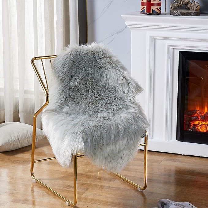 EasyJoy Ultra Soft Fluffy Shaggy Area Rug Faux Fur Rug Chair Cover Seat Pad - Image 2