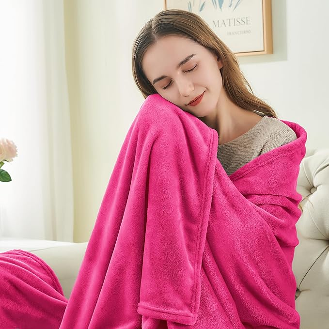 BEDELITE Fleece Blanket Twin Size Hot Pink Valentines Throw Blankets - Image 5