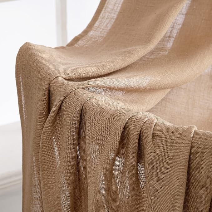 MIULEE Brown Linen Curtains 72 Inch Length 2 Panels - Image 6