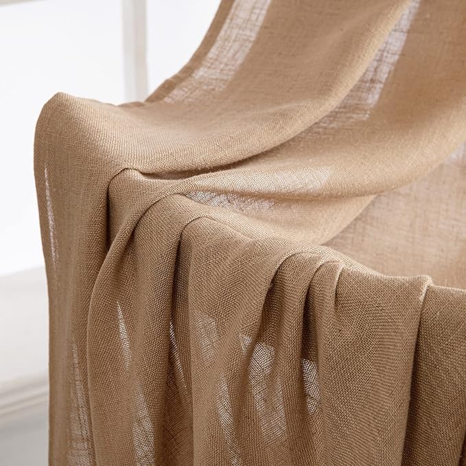 MIULEE Brown Linen Curtains 90 Inch Length 2 Panels - Image 6