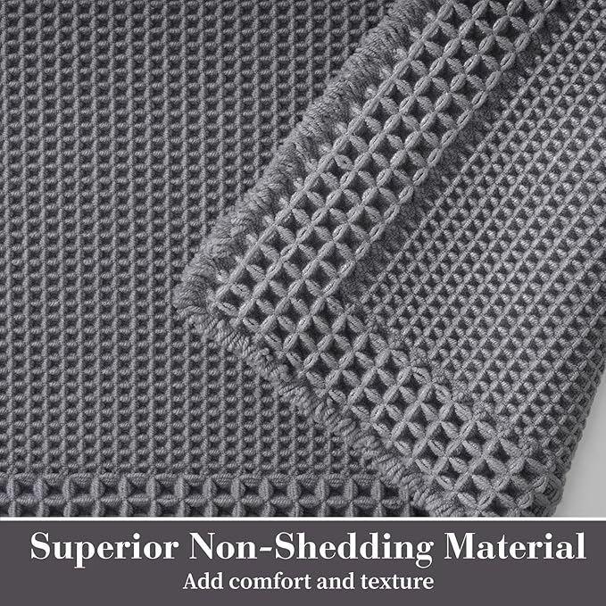 RESARE Waffle Bath Mat, Super Absorbent Non-Slip Machine Washable, Ultra Soft - Image 2