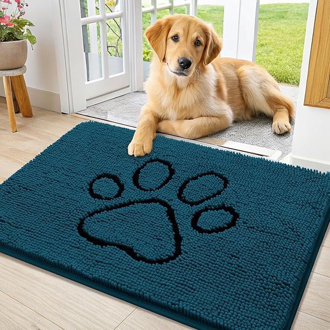 Smiry Dog Door Mat for Muddy Paws, Absorbent Dirt Trapper Non Slip Quick Dry by Smiry