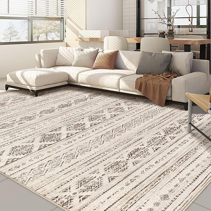 Nakagishi 10x12 Area Rugs Living Room: Washable Boho Large Neutral Soft by NakagishiAreaRug