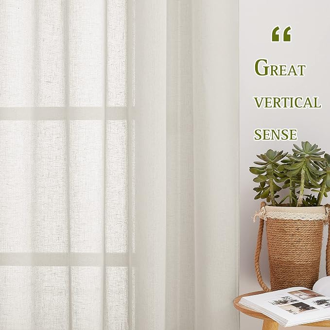 NICETOWN polyester Curtains for Windows 96 inch Length, Grommet Semi Sheer - Image 3