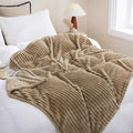Tan Fleece Throw Blanket 90”×90” by linecooo