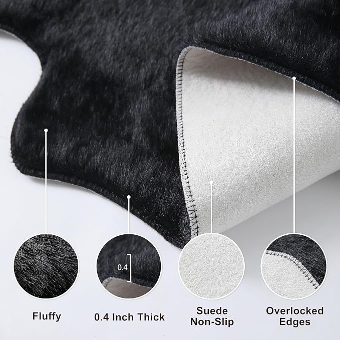 Black Faux Cowhide Rug: Cow Hide Cow Print Rug - Image 3