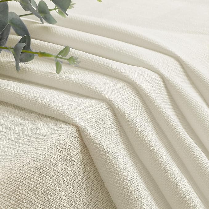 OWENIE Bob Valance Curtains 18 Inch Length 1 Piece, Faux Linen Slub Solid Ivory - Image 3