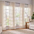jinchan Belrose 4 Panel Curtains Set 90 Inch Length Floral Curtains Linen Blend by JINCHAN