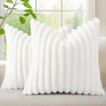 decorUhome Fall Faux Fur Throw Pillow Covers 22x22 Set of 2 White | Decorative by decorUhome
