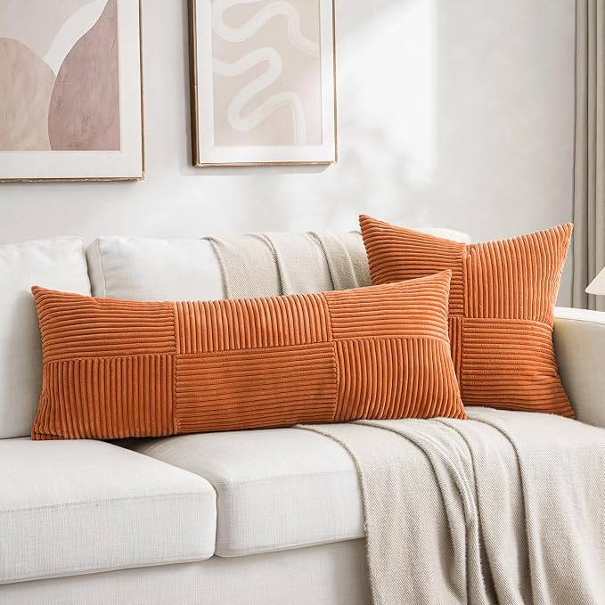 Fancy Homi 2 Packs Burnt Orange Decorative Throw Pillow Covers 20x20 Inch - Image 6