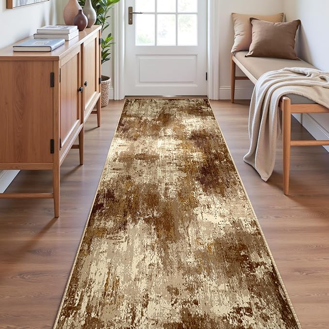 Washable Area Rugs 2'x8' Non-Slip Modern Abstract Soft by RELEANY