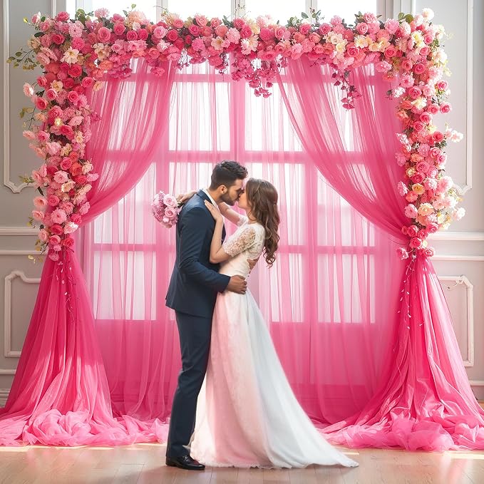 Hot Pink Tulle Backdrop Curtain - Image 4