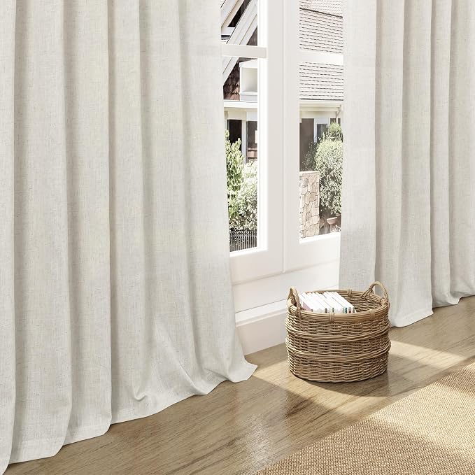 Nanspring Mousse White Linen Curtains 63 Inch Length - Image 5