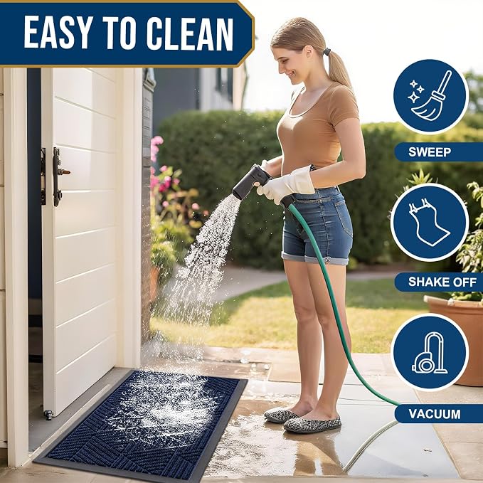 Smiry Front Door Mat Outside Entrance, Heavy Duty Sturdy Natural Rubber Doormat - Image 6