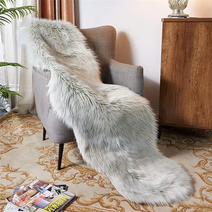 EasyJoy Ultra Soft Fluffy Shaggy Area Rug Faux Fur, Chair Cover, Fuzzy Seat Pad - Image 2