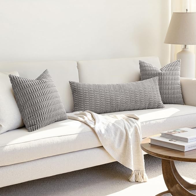 MIULEE Pack of 1 Light Grey Long Body Lumbar Decorative Throw Pillow Cover - Image 4