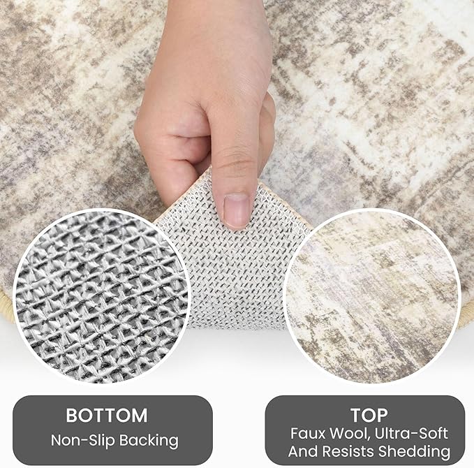 IOHOUZE Abstract Round Area Rug 8 Ft Washable Circle Rugs Large Round Rug Non - Image 4