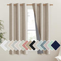 NICETOWN Oatmeal Thick Linen Blend 100% Blackout Curtains 63" Long 2 Panels Set by NICETOWN