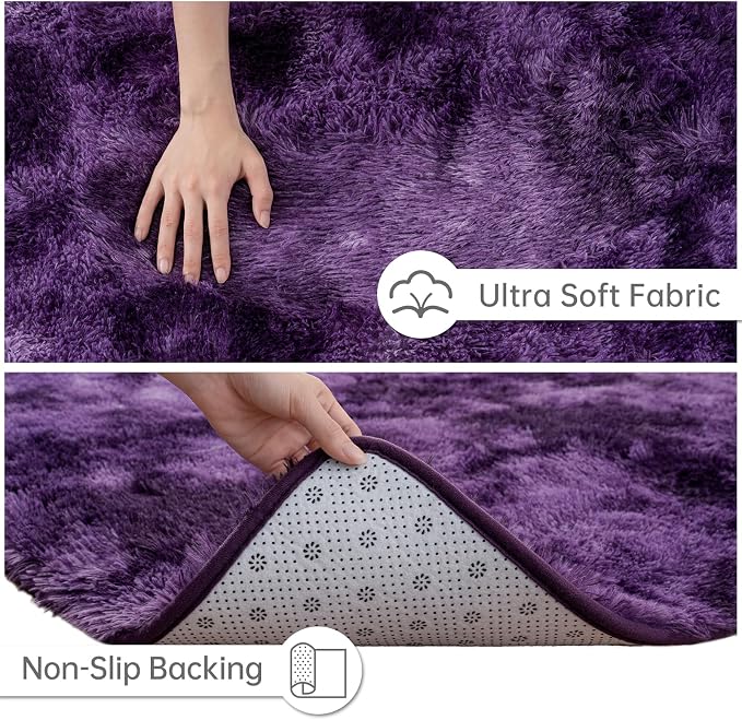 Goideal Fluffy Rug for Bedroom Living Room, 3x5 Purple Area Rugs, Faux Fur Shag - Image 6