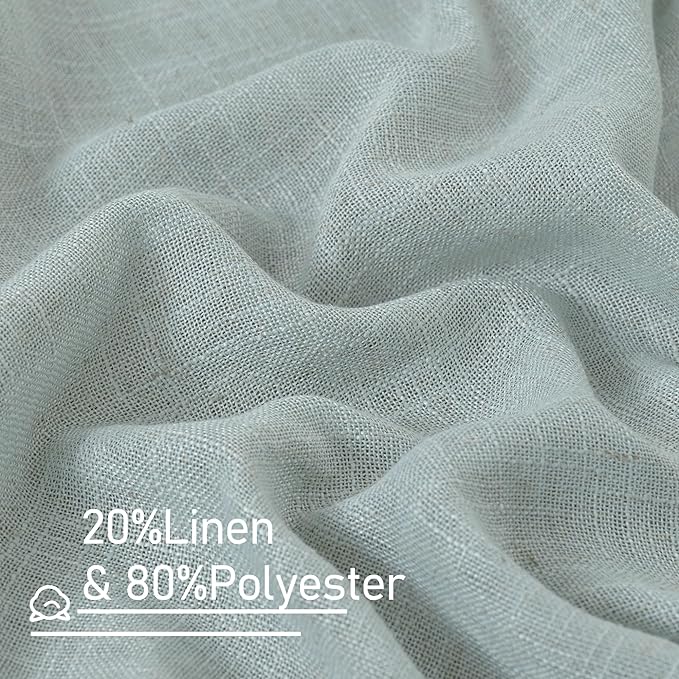 LAMIT Greyish Blue Linen Sheer Curtains 84 inch - Image 3