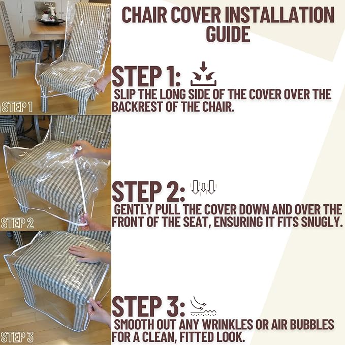 Evelots 2-Pack Clear PVC Dining Chair Covers, Spill-Resistant Protectors | - Image 6