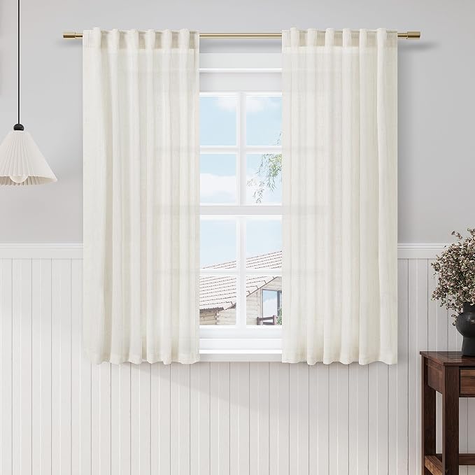 Nanspring Cream Cafe Curtains 54 Inch Length by Nanspring
