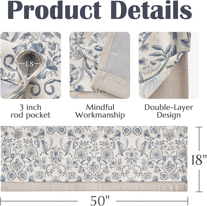 jinchan Linen Valance Kitchen Curtain - Image 5