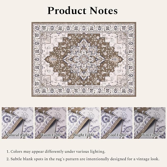 Rugflix 9x12 Area Rug for Living Room, Vintage Washable Area Rug Non Slip - Image 8