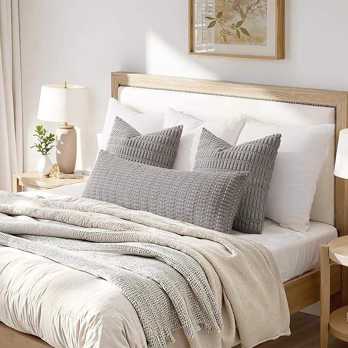 MIULEE Pack of 1 Light Grey Long Body Lumbar Decorative Throw Pillow Cover - Image 2