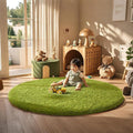Ophanie Round Rug 6Ft Green Circle Area Rug, Fluffy Fuzzy Bedroom Carpet by Ophanie